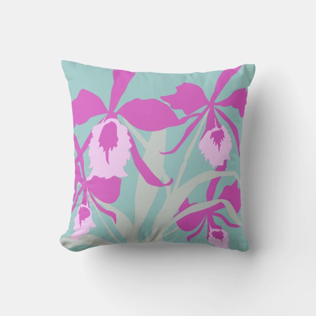 Stilvolles lila Aqua-Orchideenkissen Kissen (Vorderseite)