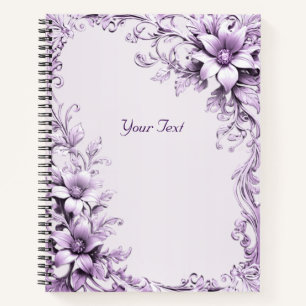 Stilvolles Lila-Blumen-Notizbuch Notizbuch
