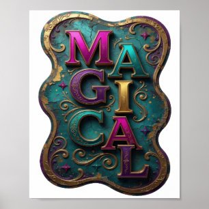 Stilvolles lila MAGISCHES Textdesign Poster