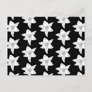 Stilvolles Lily Muster in Schwarz und Weiß. Postkarte