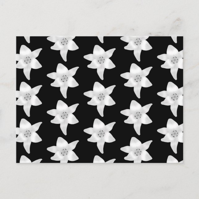 Stilvolles Lily Muster in Schwarz und Weiß. Postkarte (Vorderseite)