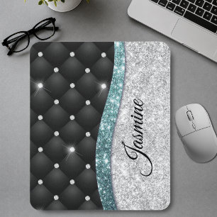 Stilvolles, Mädchenhaftes, falsches Silber Glitter Mousepad