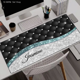 Stilvolles, Mädchenhaftes, falsches Silber Glitter Schreibtischunterlage