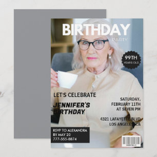Stilvolles Magazincover-Foto zu ihrem 99. Geburtst Einladung