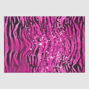 Stilvolles Magenta-Pink und schwarze Glitter-Tiger Seidenpapier