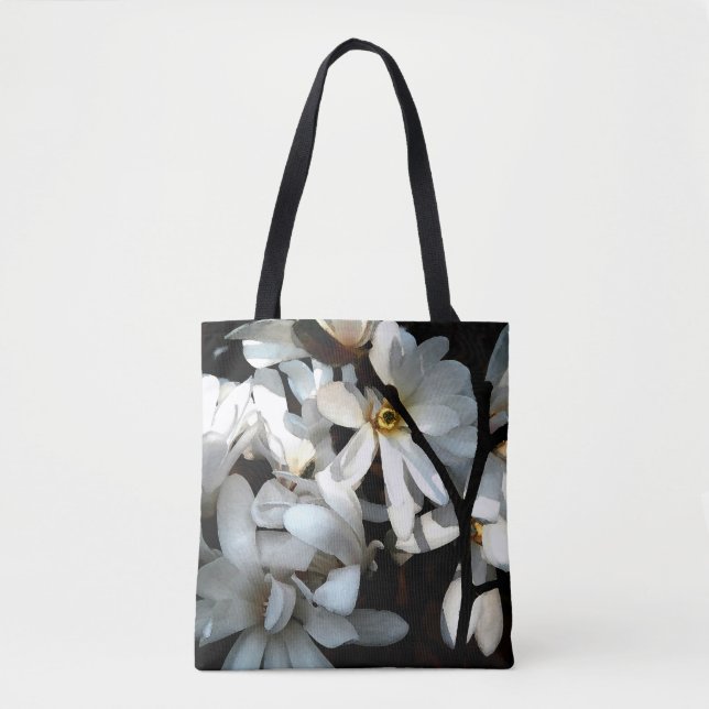 Stilvolles Magnolia-Blume-Design Schwarz-weiß Tasche (Vorderseite)