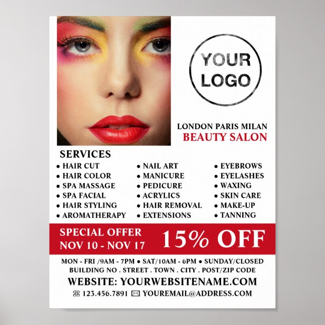 Stilvolles Makeup-Design, Beautician, Schönheitssa Poster (Vorne)