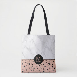 Stilvolles Marmor- und Rose-Gold-Muster mit Monogr Tasche