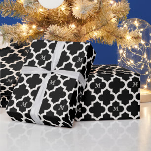 Stilvolles marokkanisches Quatrefolienmuster Monog Geschenkpapier