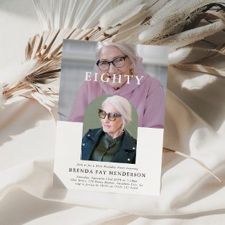 Stilvolles Minimal Foto ACHTUNG 80. Geburtstag Einladung