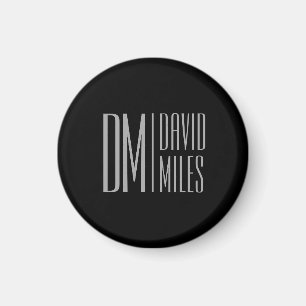 Stilvolles Minimal & Modern Grey Initialen & Namen Magnet