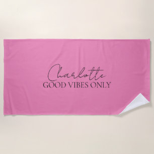 Stilvolles minimalistisches Monogramm Name Rosa  Strandtuch