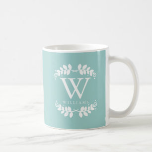 Stilvolles mintgrünes Monogramm Kaffeetasse