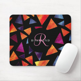Stilvolles Mit Monogramm, farbenprächtiges Dreieck Mousepad