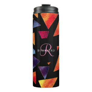 Stilvolles Mit Monogramm, farbenprächtiges Dreieck Thermosbecher