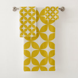 Stilvolles Mittelalter Modernes Muster Mustard Gel Badhandtuch Set