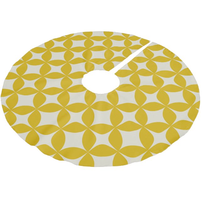 Stilvolles Modern Boho Muster in Mustard Yellow Polyester Weihnachtsbaumdecke (Schrägansicht)
