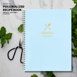 Stilvolles modernes blaues und goldenes leeres Rez Notizbuch
