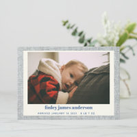 Stilvolles, modernes Blue Gray Linen Baby Foto Bir