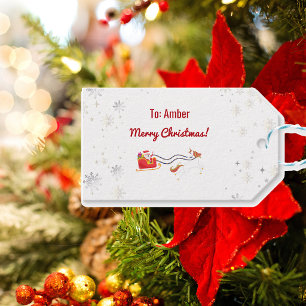 Stilvolles modernes Einhorn-Santa-Schnee-Name-Skri Geschenkanhänger