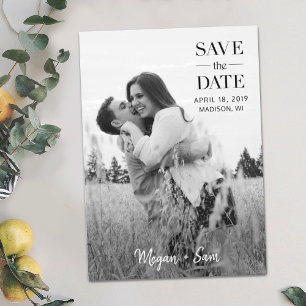 Stilvolles modernes Foto Hochzeit retten das Date  Magneteinladung