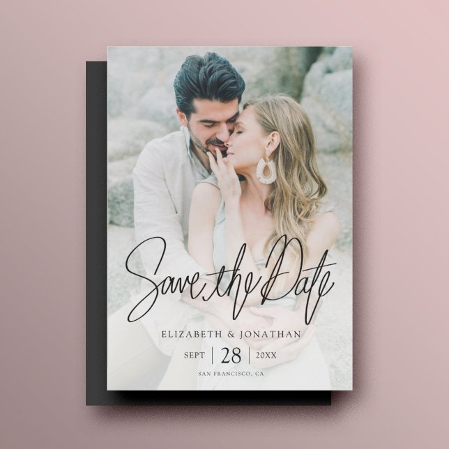 Stilvolles modernes Foto Save the Date Hochzeit Magneteinladung (Von Creator hochgeladen)