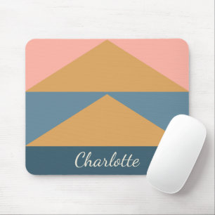 Stilvolles modernes geometrisches Gold Blau Person Mousepad