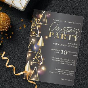 Stilvolles, modernes Gold Black Business Weihnacht Einladung