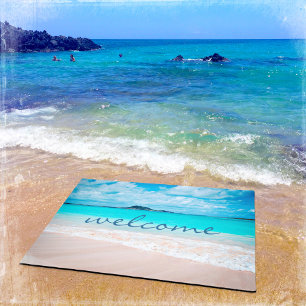 Stilvolles modernes Hawaii Tropical Beach Foto Wil Fußmatte