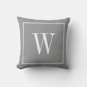 Stilvolles Monogramm Anfangs Modern Trendig Grau W Kissen