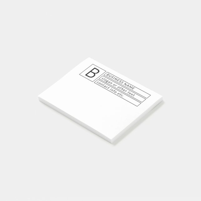 Stilvolles Monogramm & Firmenname (oder anderer Te Post-it Klebezettel (angewinkelt)