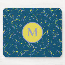 Stilvolles, monogramm-gelbes Lillac-Beerenmuster