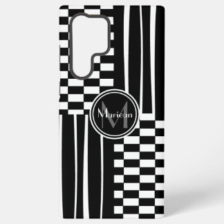 Stilvolles Monogramm mit Karo- und Streifenmuster Samsung Galaxy Hülle