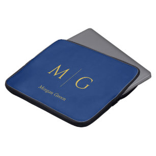 Stilvolles Monogramm mit Namensdesign Navy Laptopschutzhülle