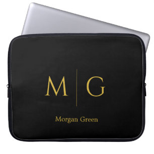 Stilvolles Monogramm mit Namensdesign Schwarz Laptopschutzhülle
