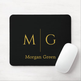 Stilvolles Monogramm mit Namensdesign Schwarz Mousepad