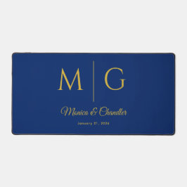 Stilvolles Monogramm mit Paarnamen Schwarz Schreibtischunterlage