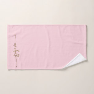 Stilvolles Monogramm-Namensschriftzug Blassrosa Go Handtuch