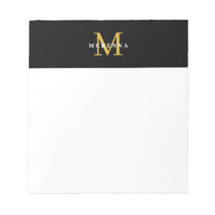 Stilvolles Monogramm Schwarz Gold Professionell Mo Notizblock