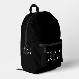 Stilvolles Monogramm Schwarz Gold Schrift Büro Sch Bedruckter Rucksack