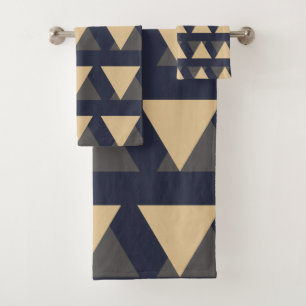 Stilvolles Muster der Marine Tan und Gold Modernes Badhandtuch Set