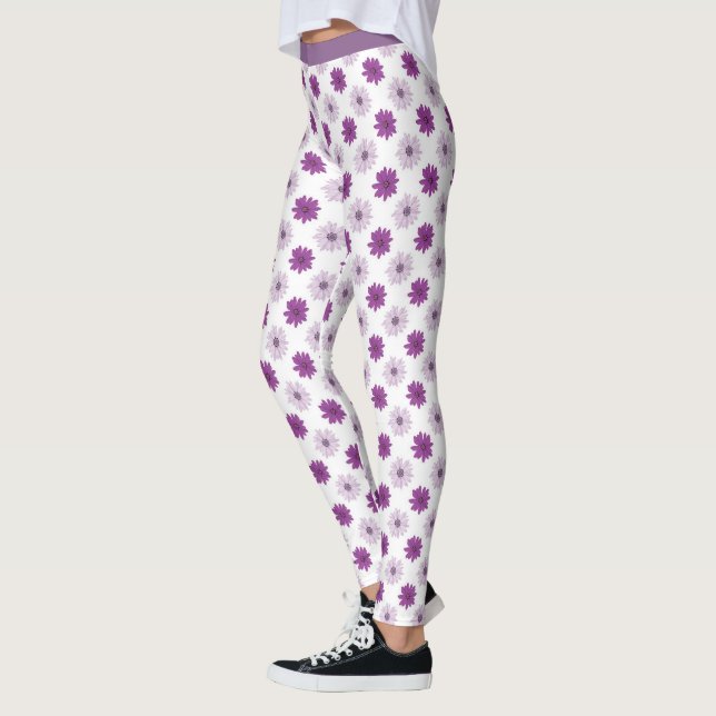 Stilvolles Muster für Lila florale Blume Leggings (Links)