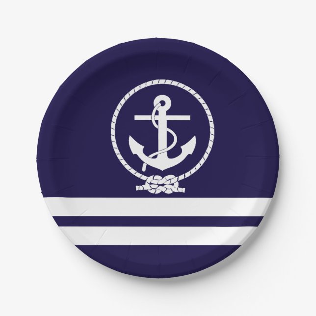 Stilvolles Nautical Theme Pappteller (Vorderseite)