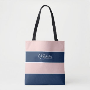 Stilvolles Navyblau und Rosa Personalisiert Tasche