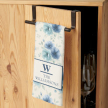 Stilvolles navyblaues Wasserfarben-Blumen-Monogram