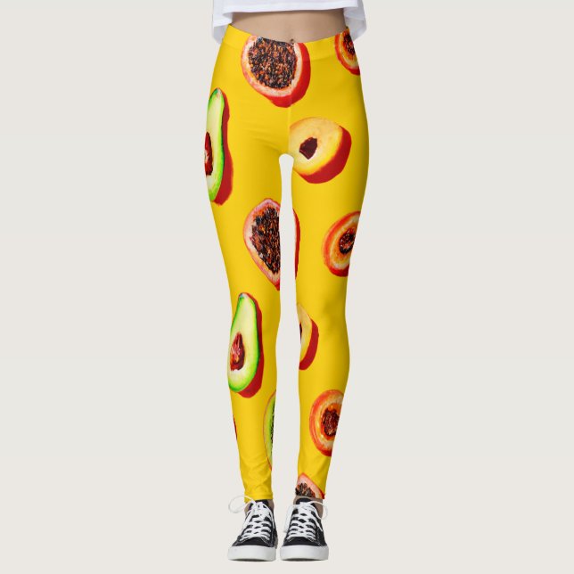 Stilvolles Neon Fruits Muster Leggings (Vorderseite)