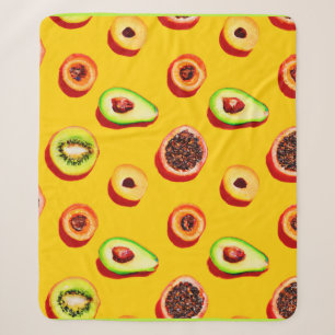 Stilvolles Neon Fruits Muster Sherpadecke