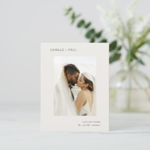 Stilvolles neutrales Foto Minimalistische Hochzeit Dankeskarte