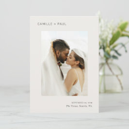 Stilvolles neutrales Foto Minimalistische Hochzeit Save The Date