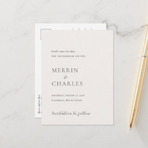 Stilvolles neutrales Foto Moderne Hochzeit retten Ankündigungspostkarte